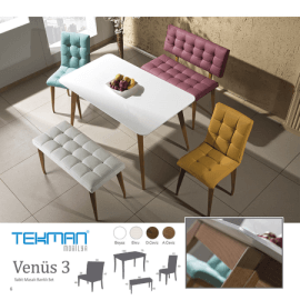 Venüs 3 Sabit Masalı banklı mutfak masa takımı